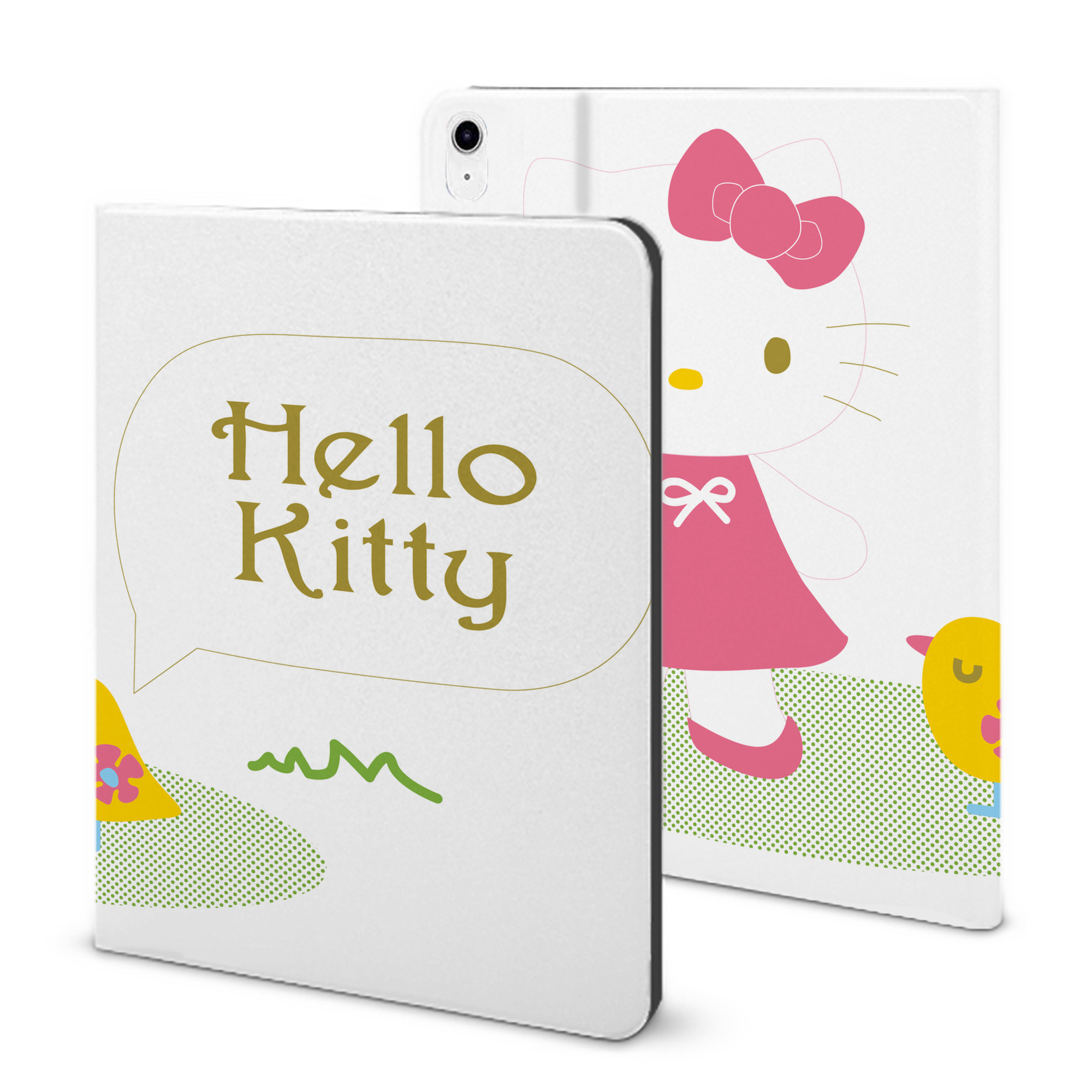 （画像用） Hello Kitty ハローキティ IPad ケース ブック型 PUレザー TPU 耐衝撃 軽量 薄型 ペン収納なし 全面保護 IPad 各モデル対応